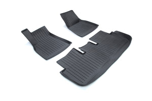 Tapis en caoutchouc Model S Plaid Jeu complet de 5 tapis de sol, coffre et coffre