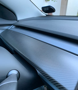 Couverture de tableau de bord 1 pièce Real Carbon Matt pour Tesla Model 3/Y 2021-23